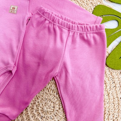 Conj. Body e Calça 100% Algodão Egípcio com Proteção UV50+ - Rose